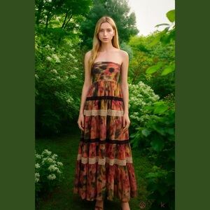 Fuzzi Floral Maxi Dress/Skirt Medium . $825